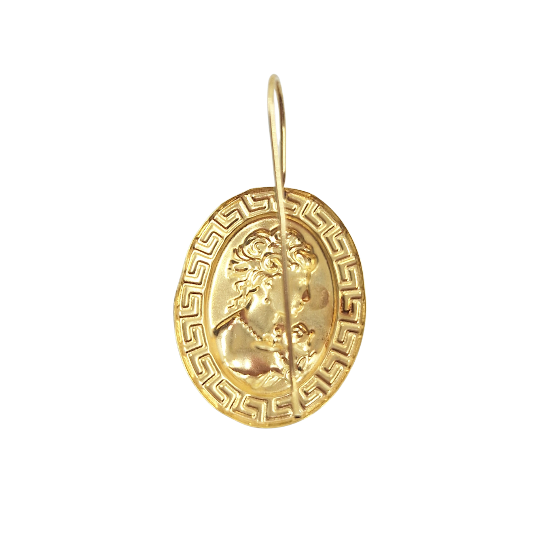 14ct Yellow & White Gold Cameo Style Drop Earrings