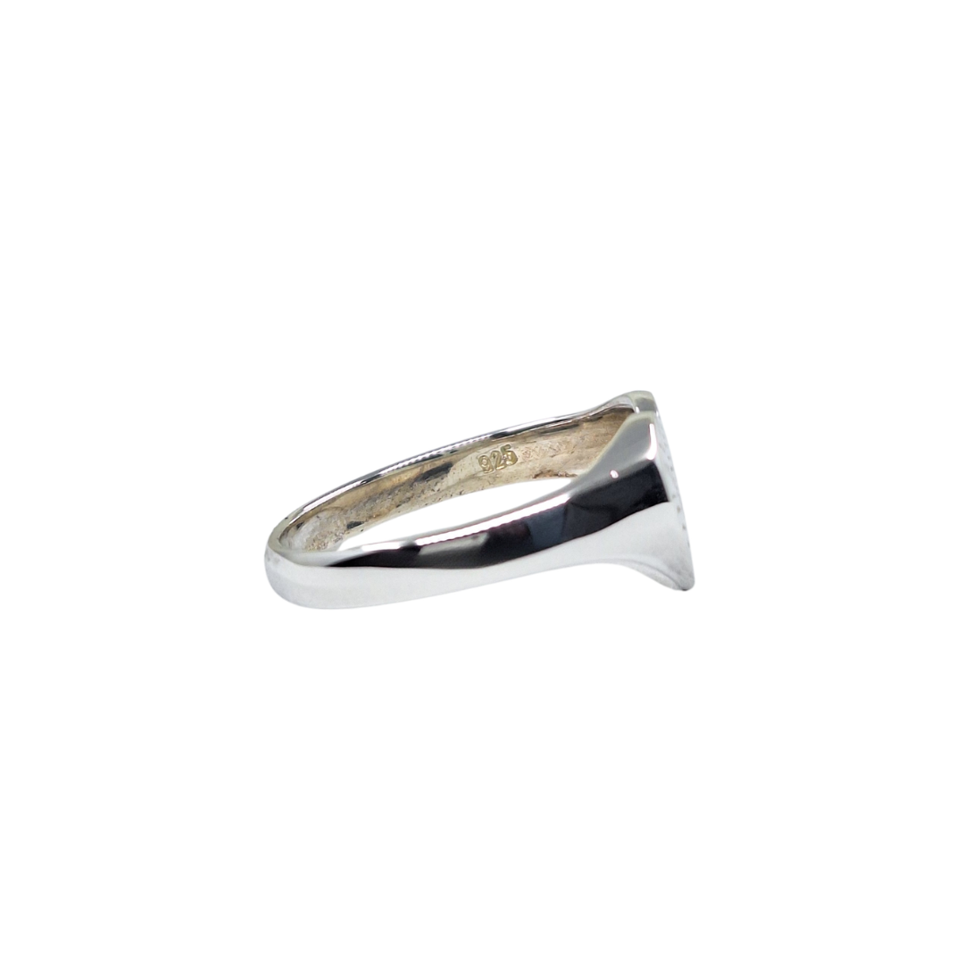 Silver Half Engraved Heart Signet Ring