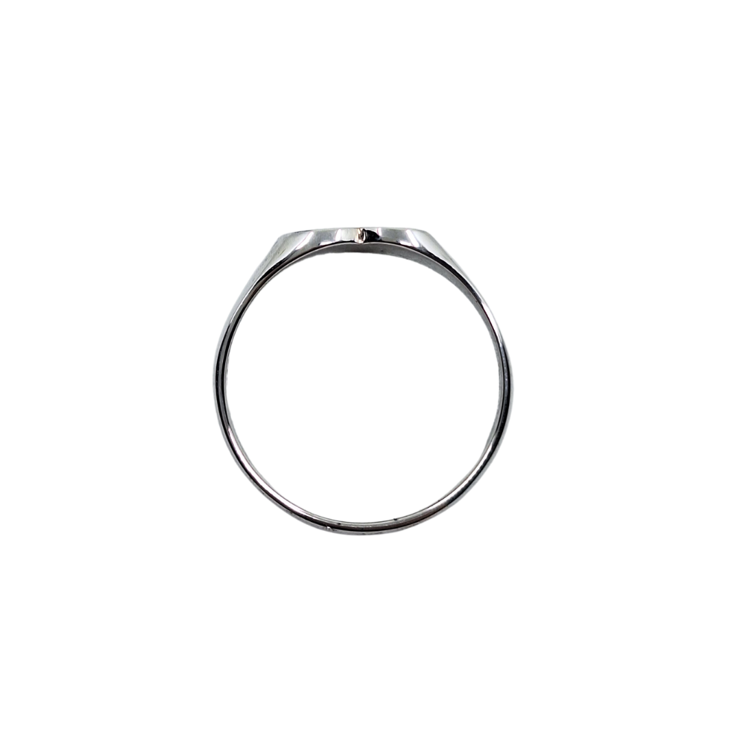 Silver Half Engraved Heart Signet Ring