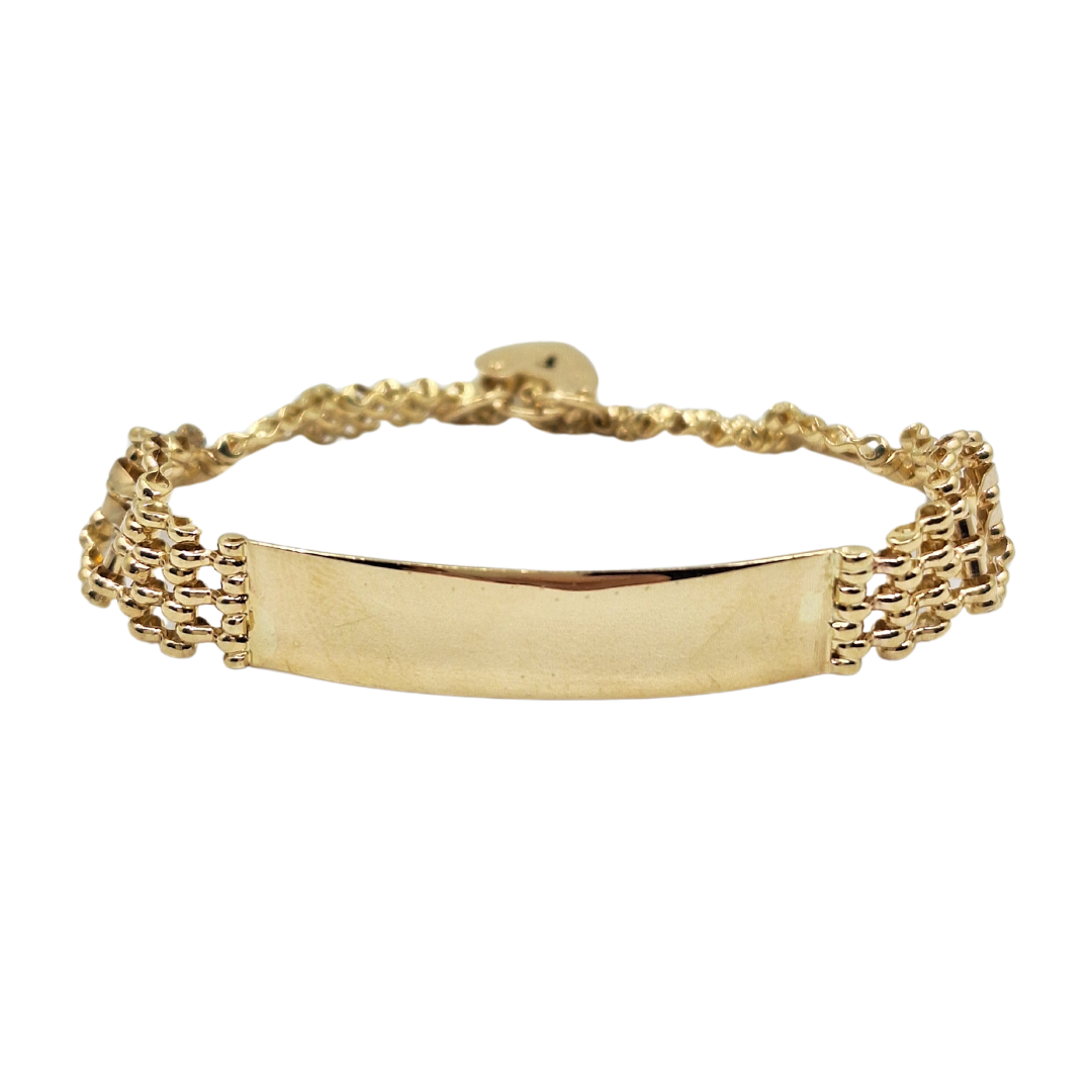 9ct Yellow Gold Gate Bracelet With Identity Bar