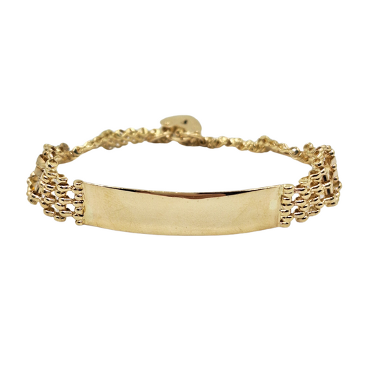 9ct Yellow Gold Gate Bracelet With Identity Bar