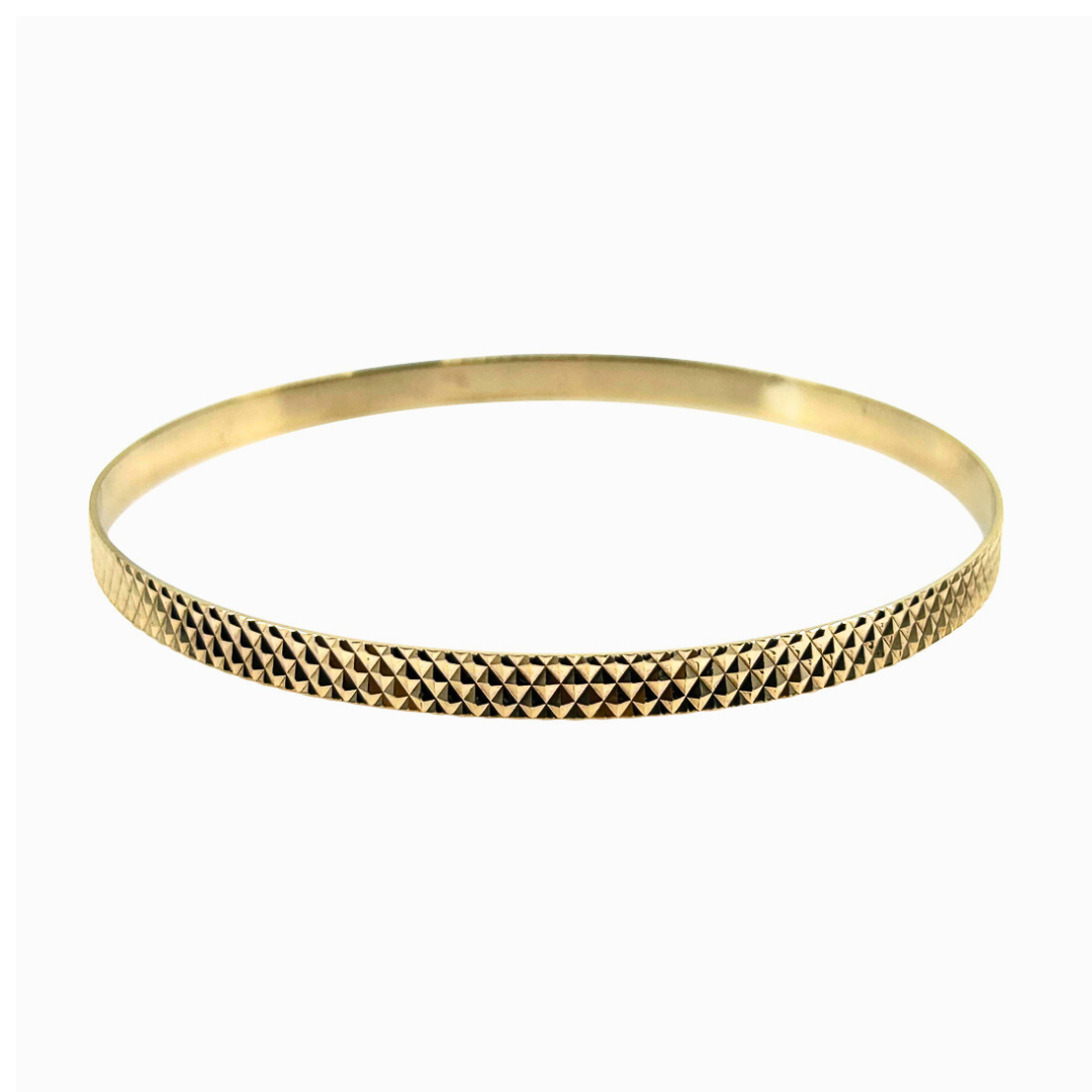 9ct Yellow Gold Diamond Cut Slave Bangle