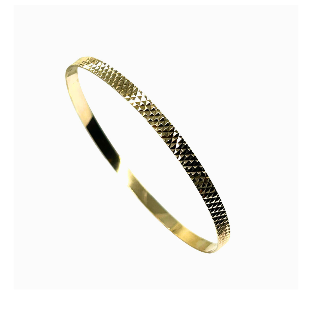 9ct Yellow Gold Diamond Cut Slave Bangle