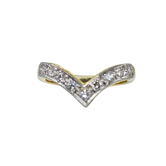 18ct Yellow Gold Diamond Wishbone Ring 0.36ct