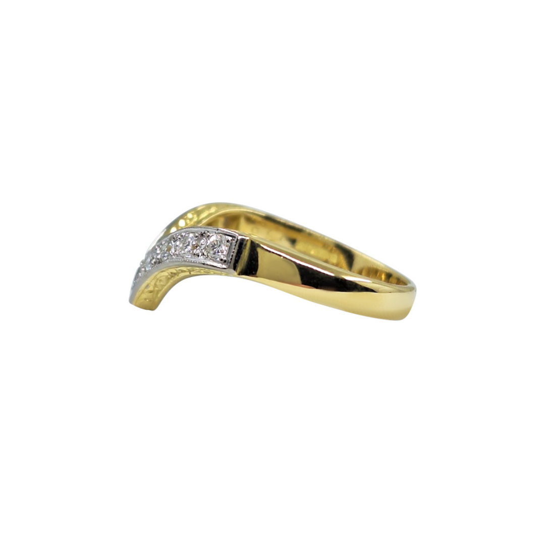 18ct Yellow Gold Diamond Wishbone Ring 0.36ct