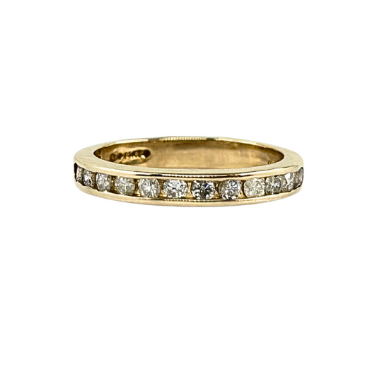 14ct Yellow Gold Diamond Channel Set Half Eternity Ring