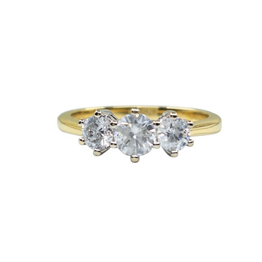 18ct Yellow Gold Diamond 3 Stone Ring 1ct