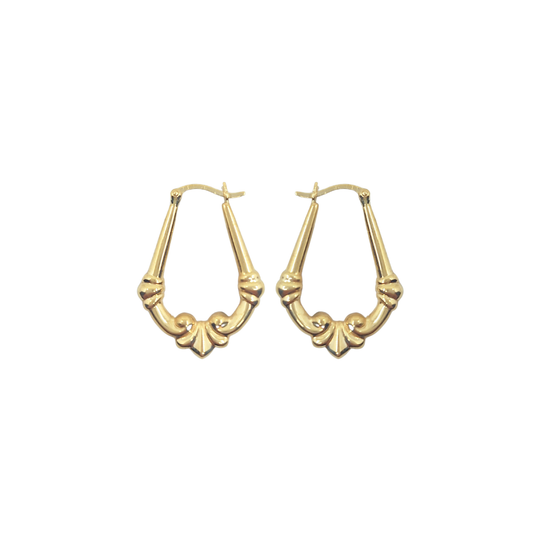 9ct Yellow Gold Patterned Creole Earrings