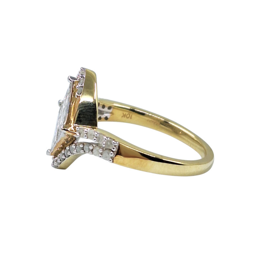 9ct Yellow Gold Princess Cut Diamond Cluster Ring 1ct