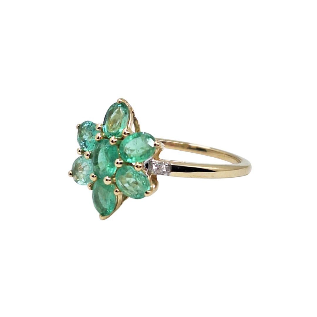 9ct Yellow Gold Emerald Cluster Ring