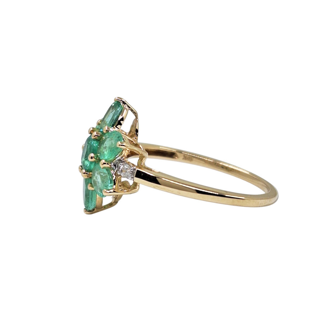 9ct Yellow Gold Emerald Cluster Ring