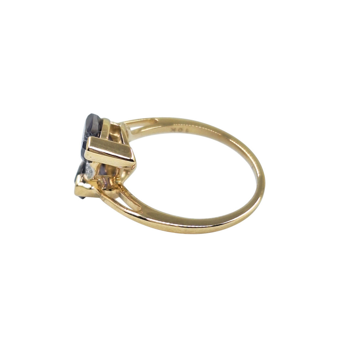 9ct Yellow Gold Iolite 2 Stone Ring