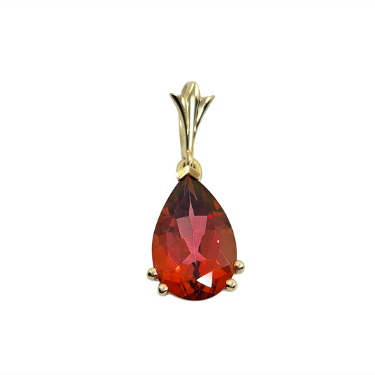 9ct Yellow Gold Pear Shape Cruzeiro Topaz Pendant & Chain