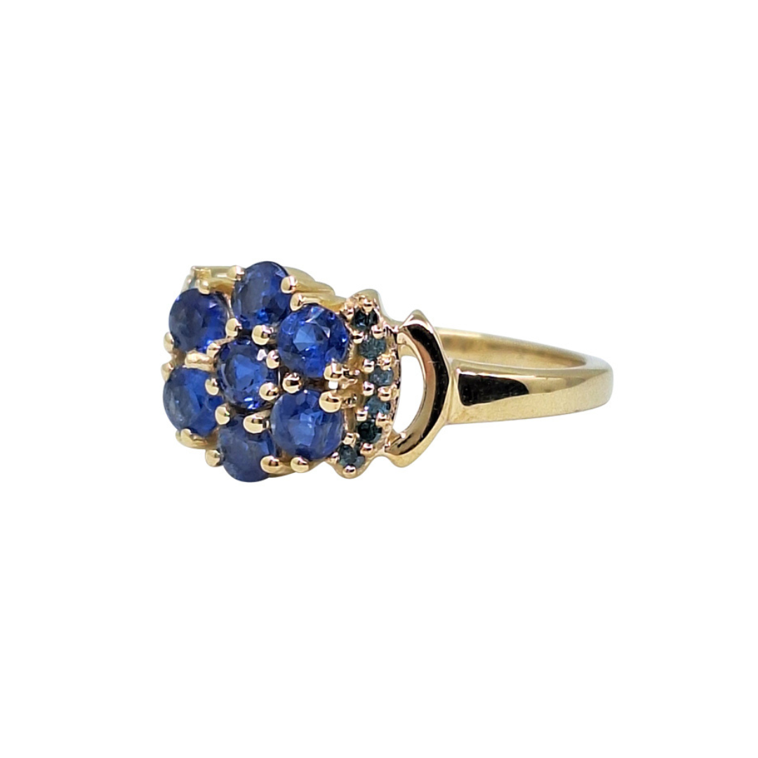 9ct Yellow Gold Nilamani Cluster Ring