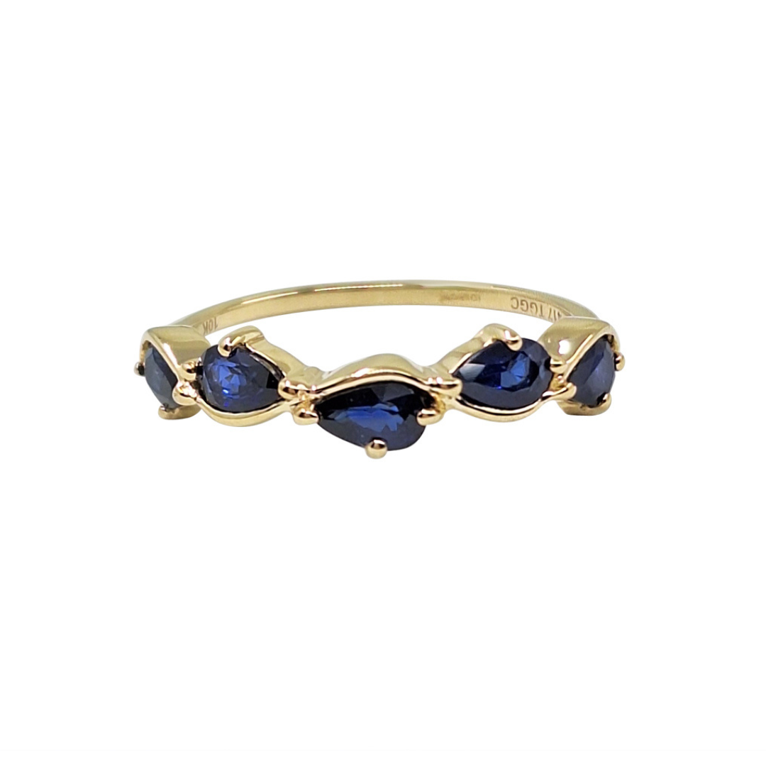 9ct Yellow Gold Sapphire Band Ring