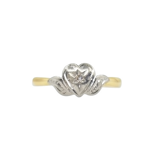 18ct Yellow Gold Diamond Heart Ring