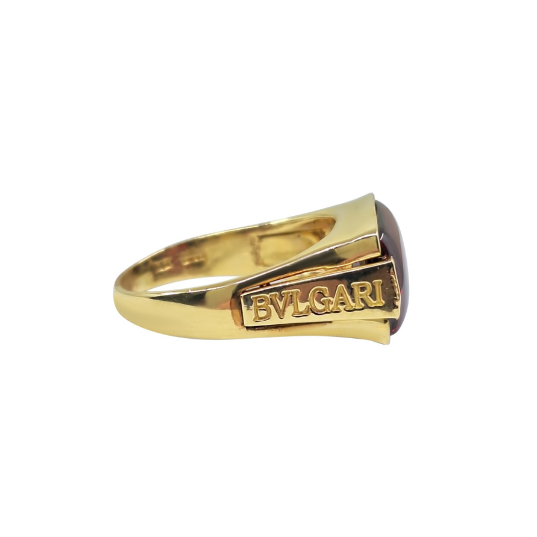 14ct Yellow Gold Red Cubic Zirconia Bvlgari Style Ring