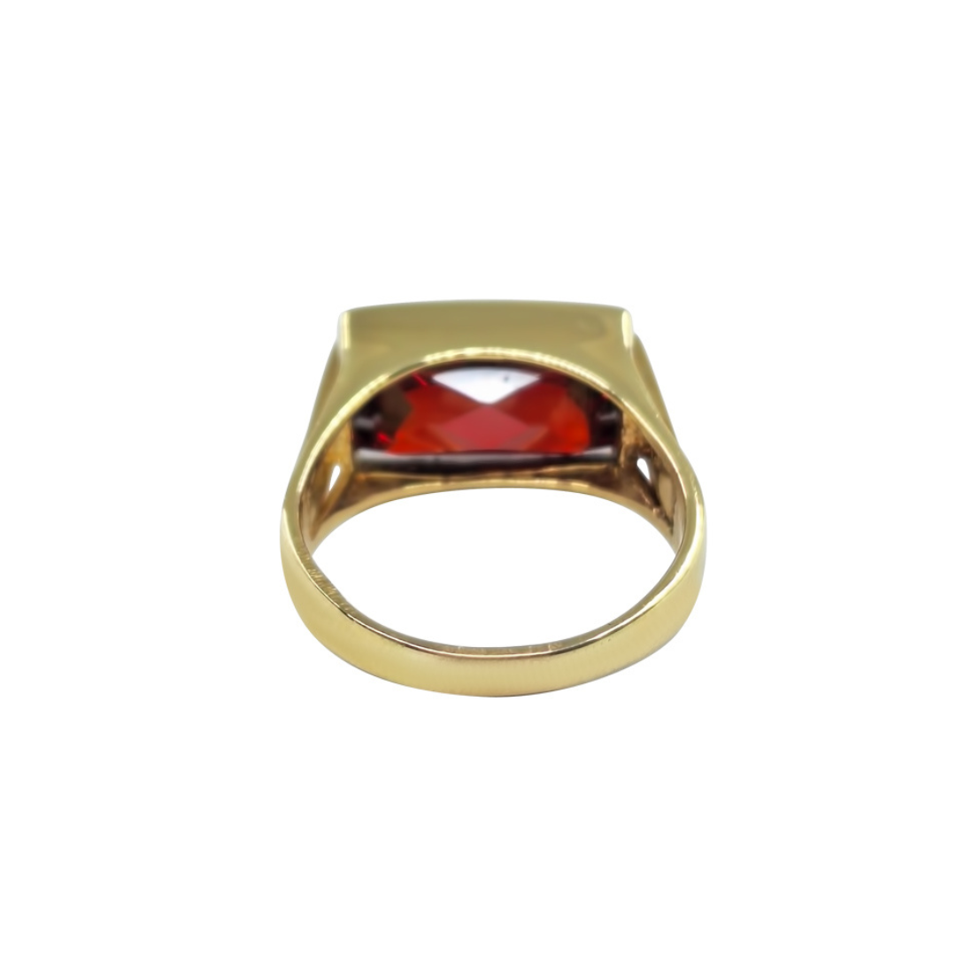 14ct Yellow Gold Red Cubic Zirconia Bvlgari Style Ring