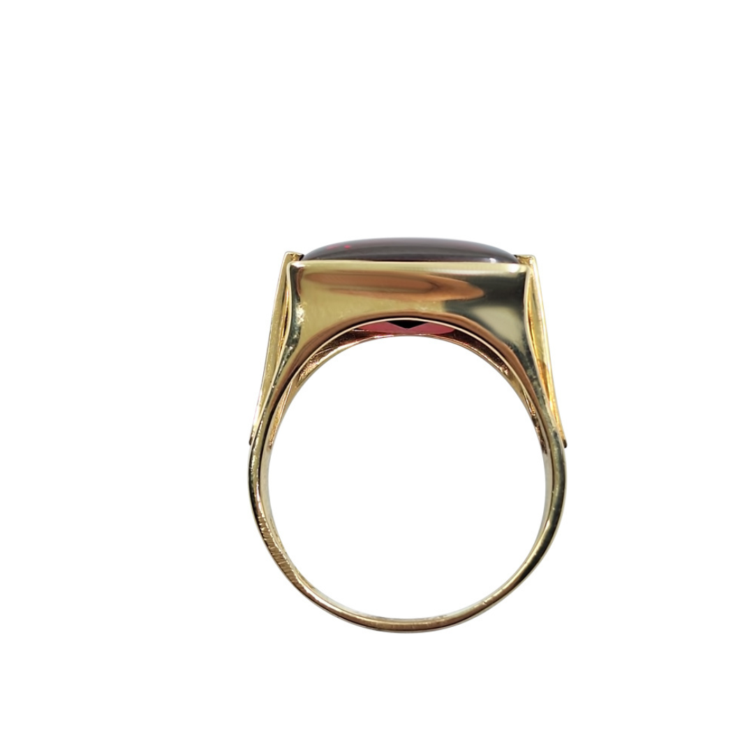 14ct Yellow Gold Red Cubic Zirconia Bvlgari Style Ring