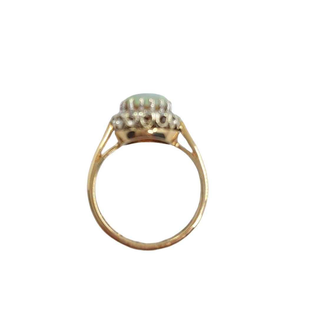 9ct Yellow Gold Opal & Diamond Cluster Ring