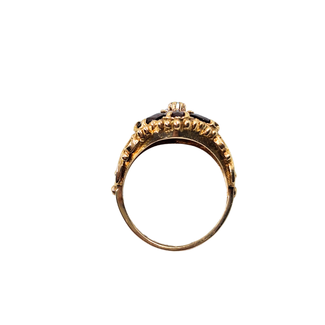 9ct Yellow Gold Garnet Cluster Ring