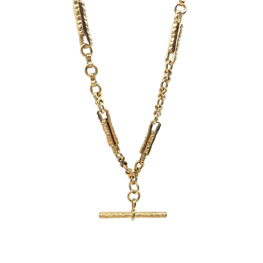 9ct Yellow Gold T-Bar Necklace 21"