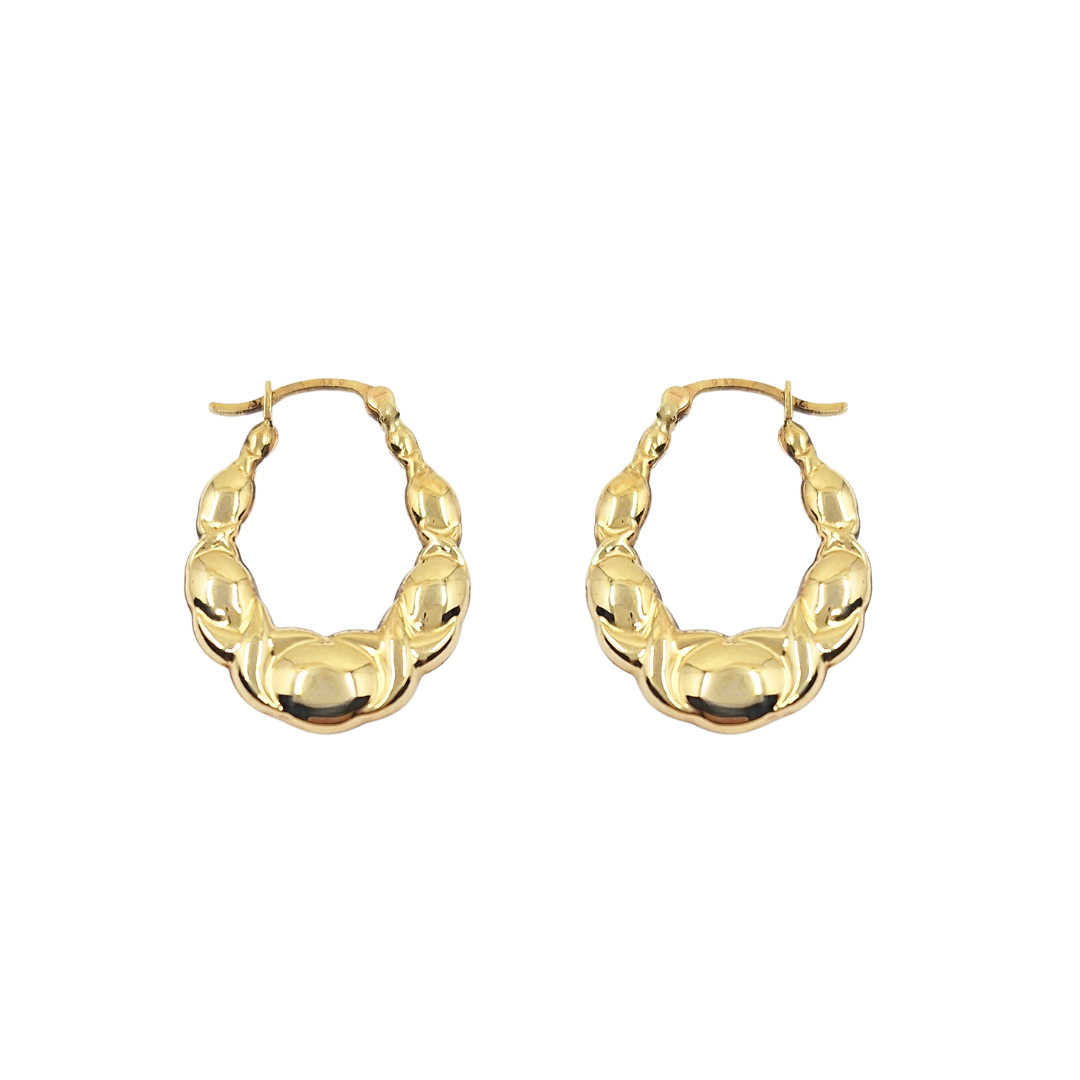 9ct Yellow Gold Patterned Creole Earrings