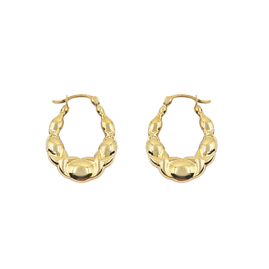 9ct Yellow Gold Patterned Creole Earrings