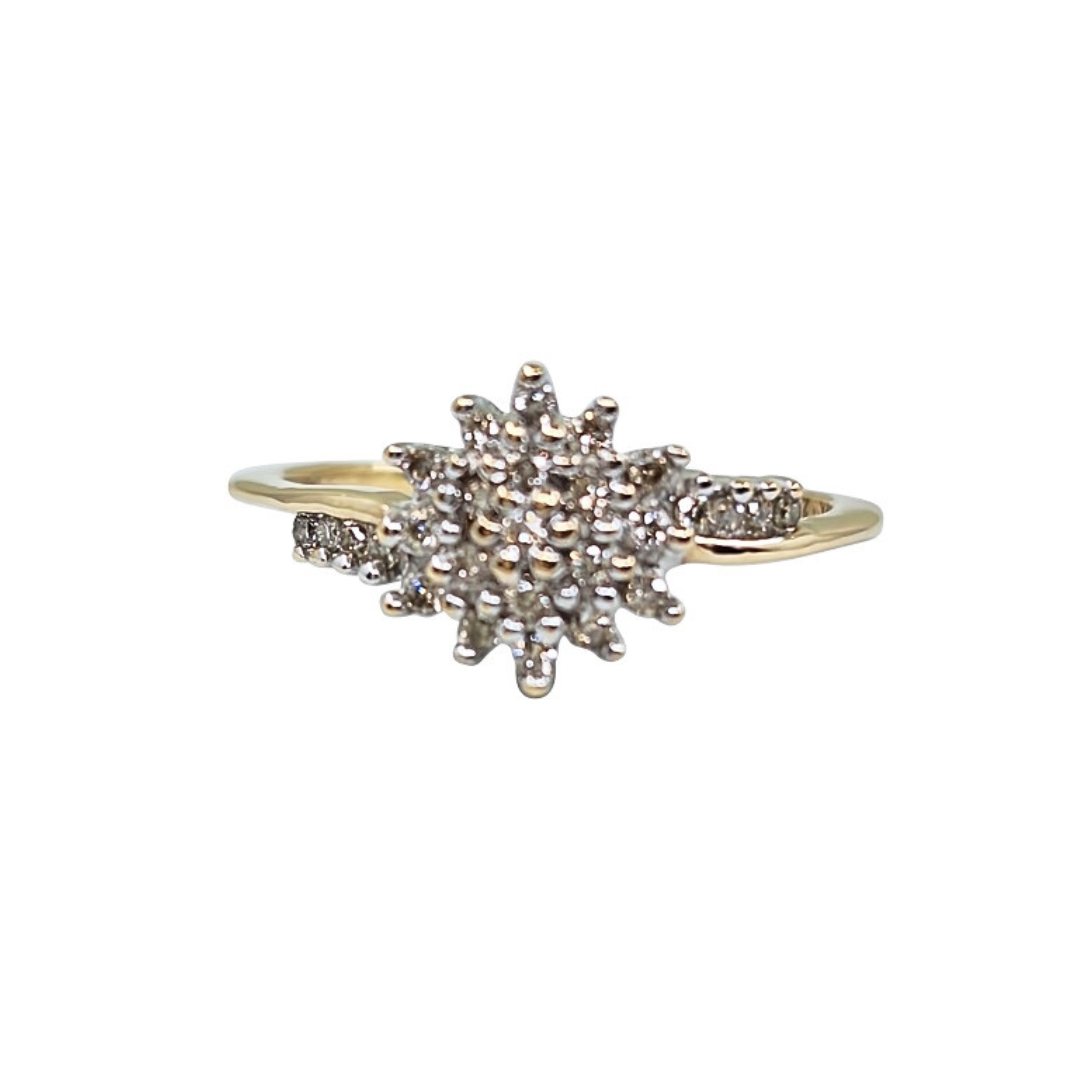 9ct Yellow Gold Diamond Cluster Ring 0.27ct