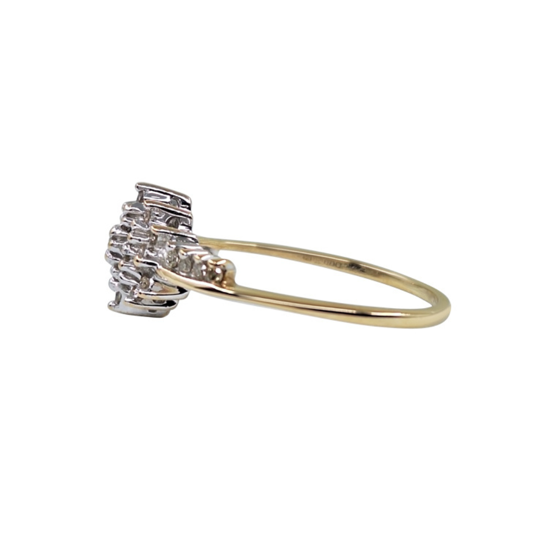 9ct Yellow Gold Diamond Cluster Ring 0.27ct