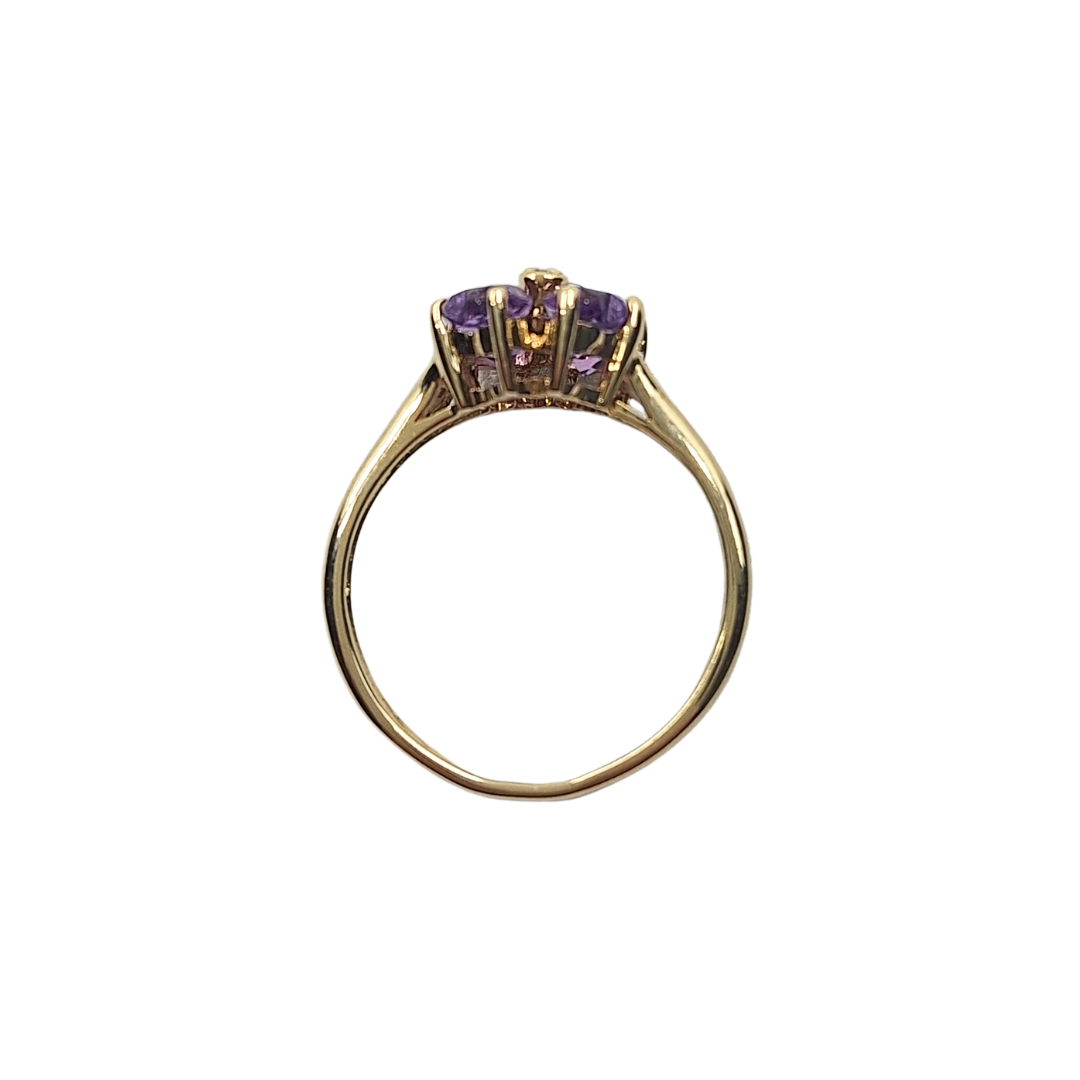9ct Yellow Gold Amethyst & Diamond Ring