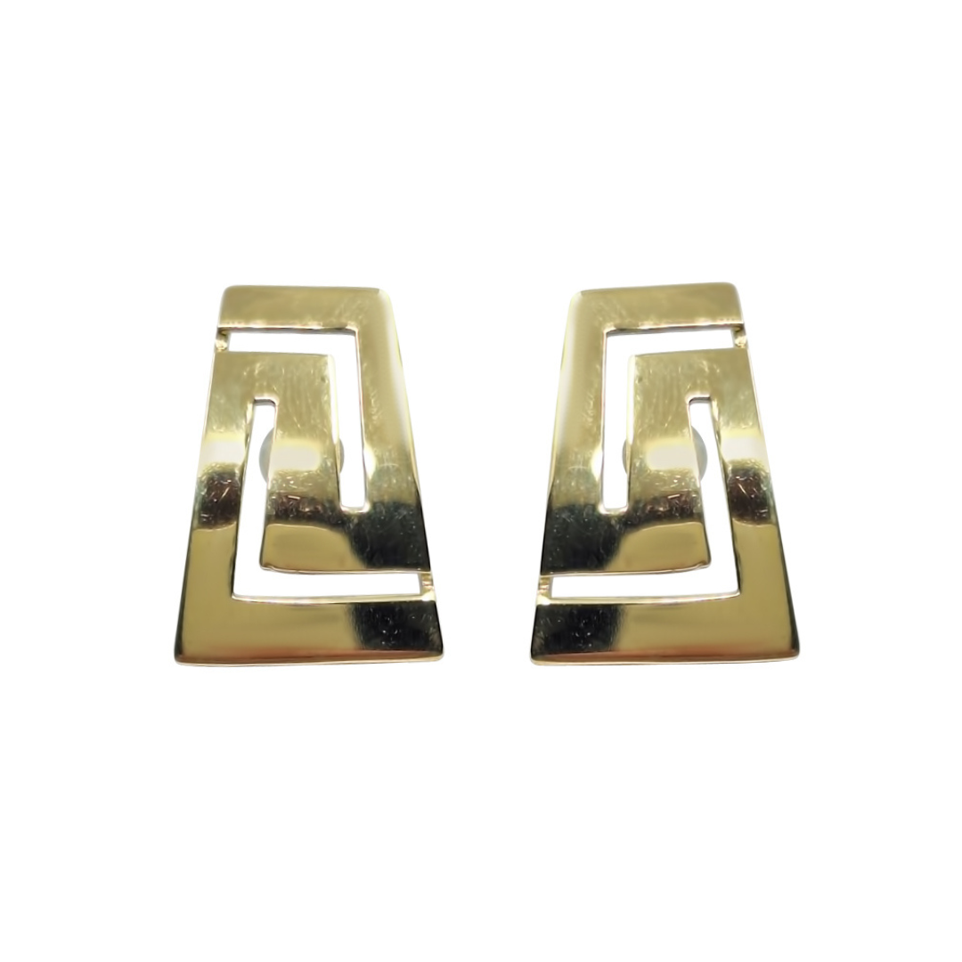 14ct Yellow Gold Greek Key Earrings