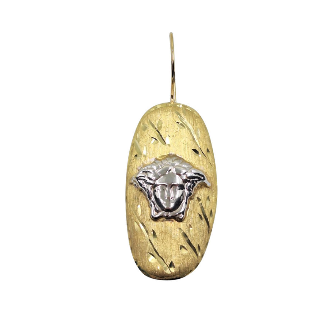 14ct 2 Colour Gold Versace Style Drop Earrings