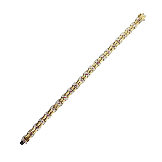 18ct Yellow & White Gold Ruby & Diamond Bracelet