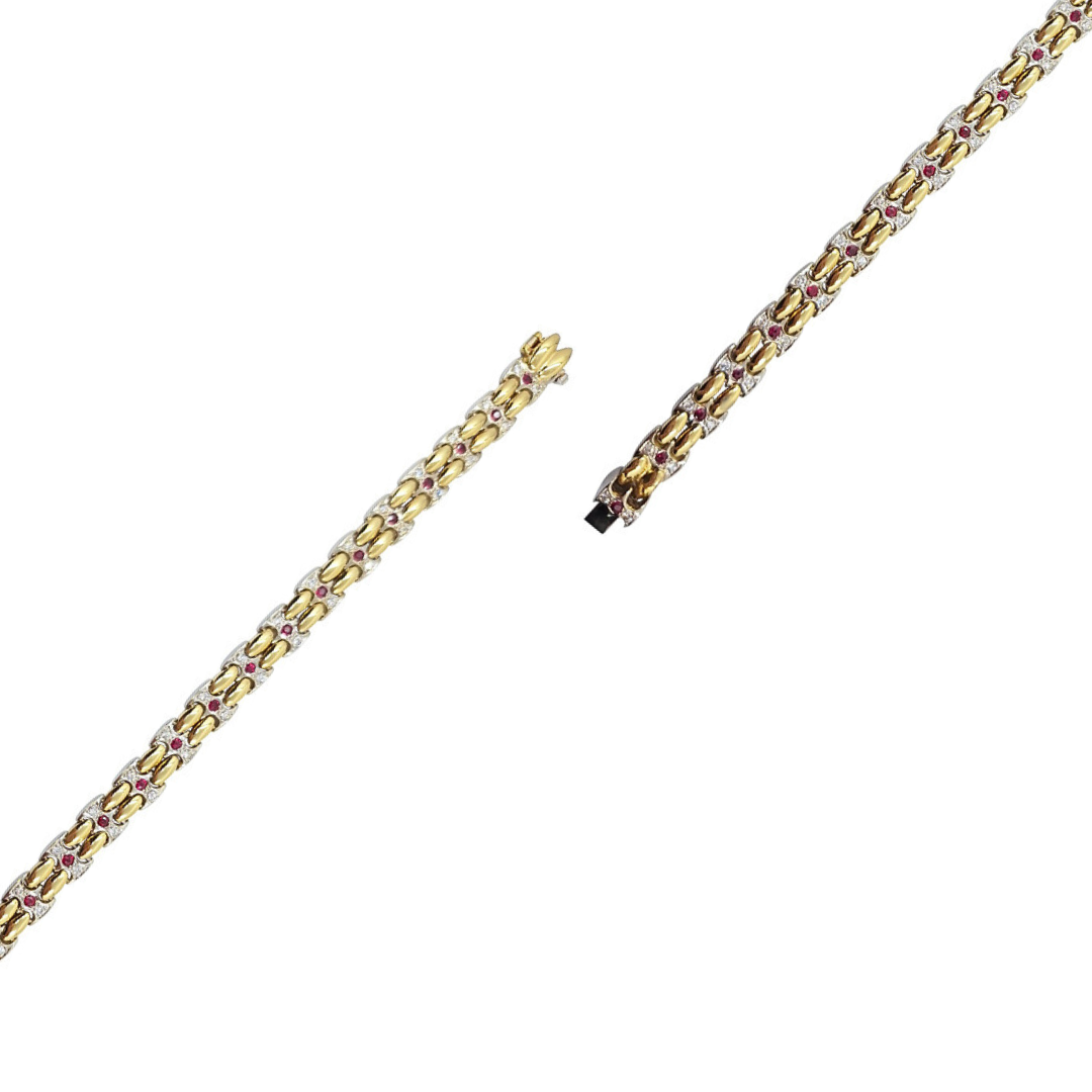 18ct Yellow & White Gold Ruby & Diamond Bracelet