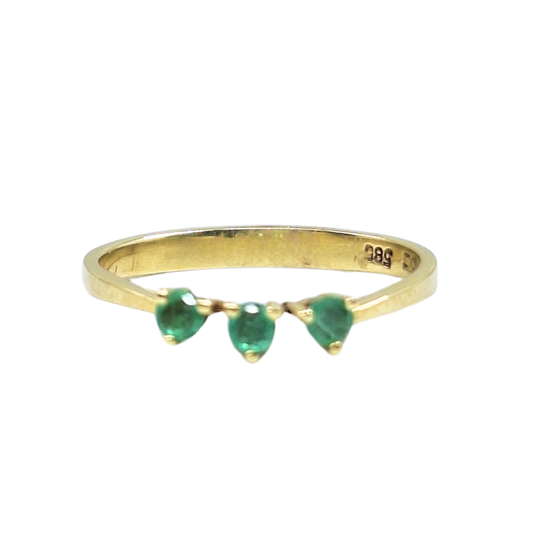 14ct Yellow Gold Emerald 3 Stone Ring