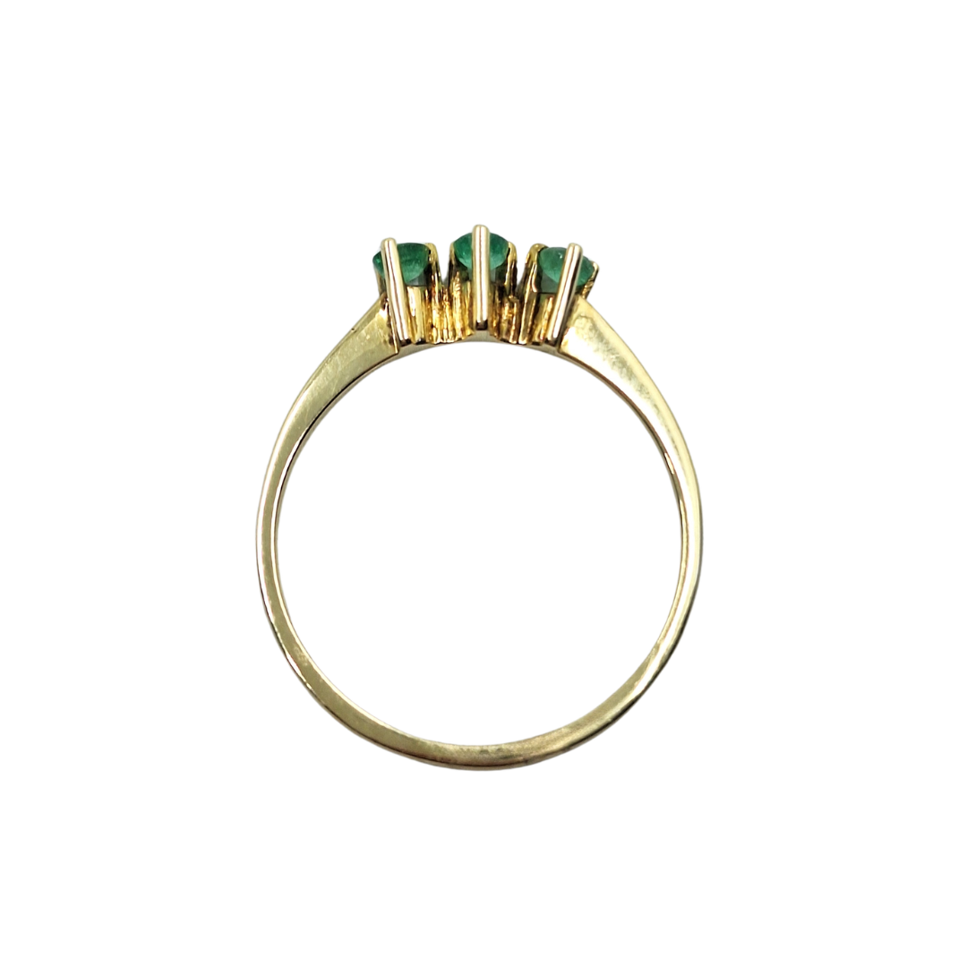 14ct Yellow Gold Emerald 3 Stone Ring