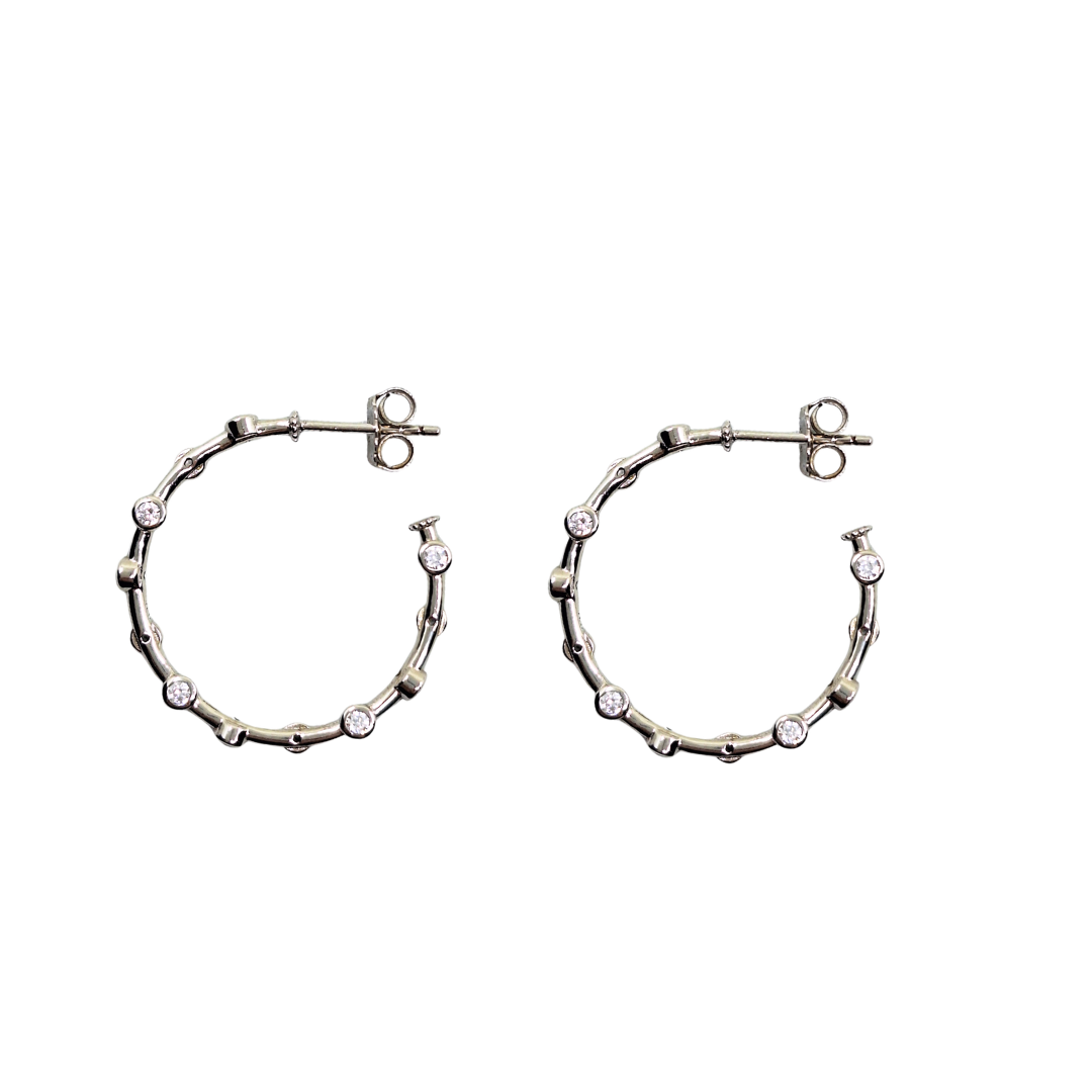 Silver Cubic Zirconia Hoop Earrings
