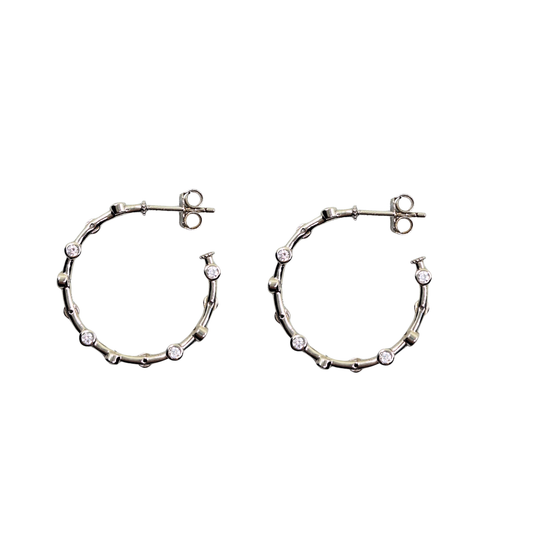 Silver Cubic Zirconia Hoop Earrings