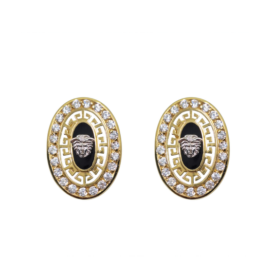 14ct Yellow Gold Cubic Zirconia Versace Style Earrings