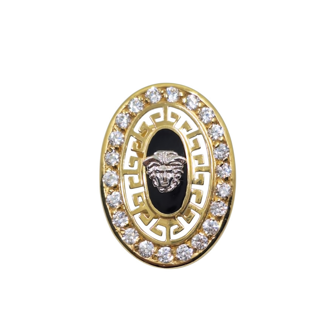 14ct Yellow Gold Cubic Zirconia Versace Style Earrings