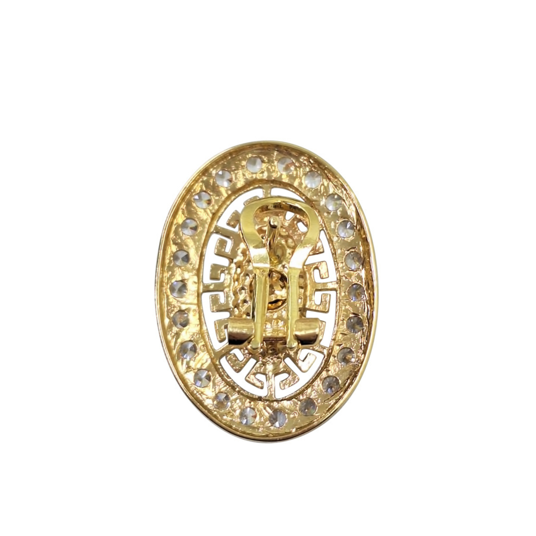 14ct Yellow Gold Cubic Zirconia Versace Style Earrings