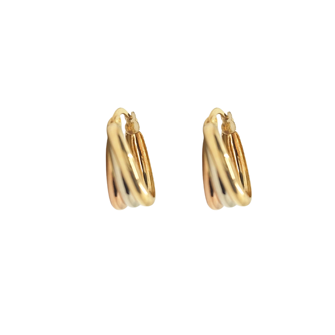 14ct Tri Colour Hoop Earrings