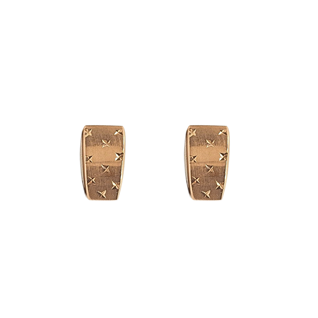 14ct Rose Gold Diamond Cut Stud Earrings