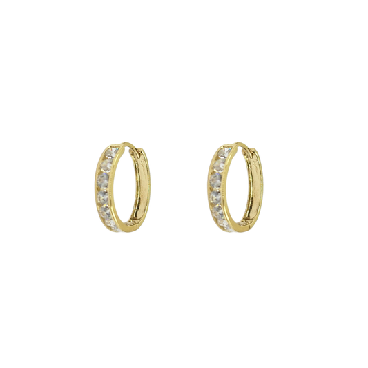 9ct Yellow Gold Cubic Zirconia Huggie Earrings