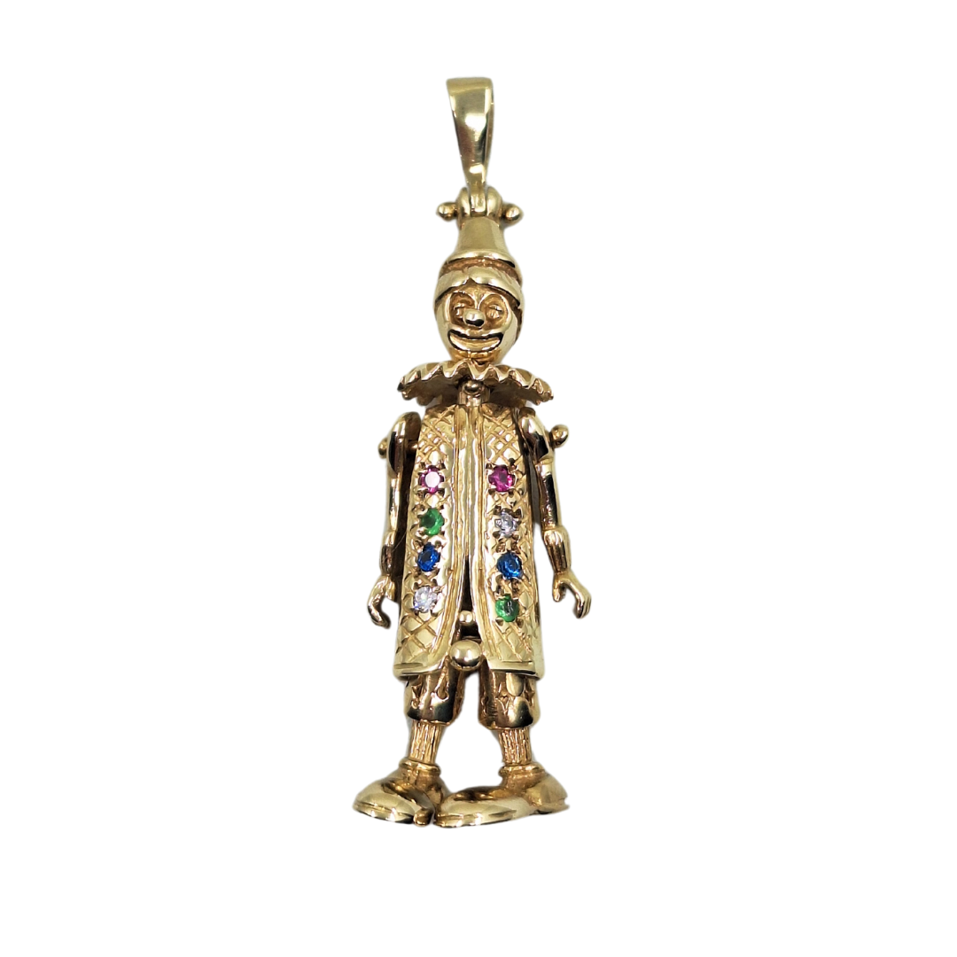 9ct Yellow Gold Cubic Zirconia Clown Pendant