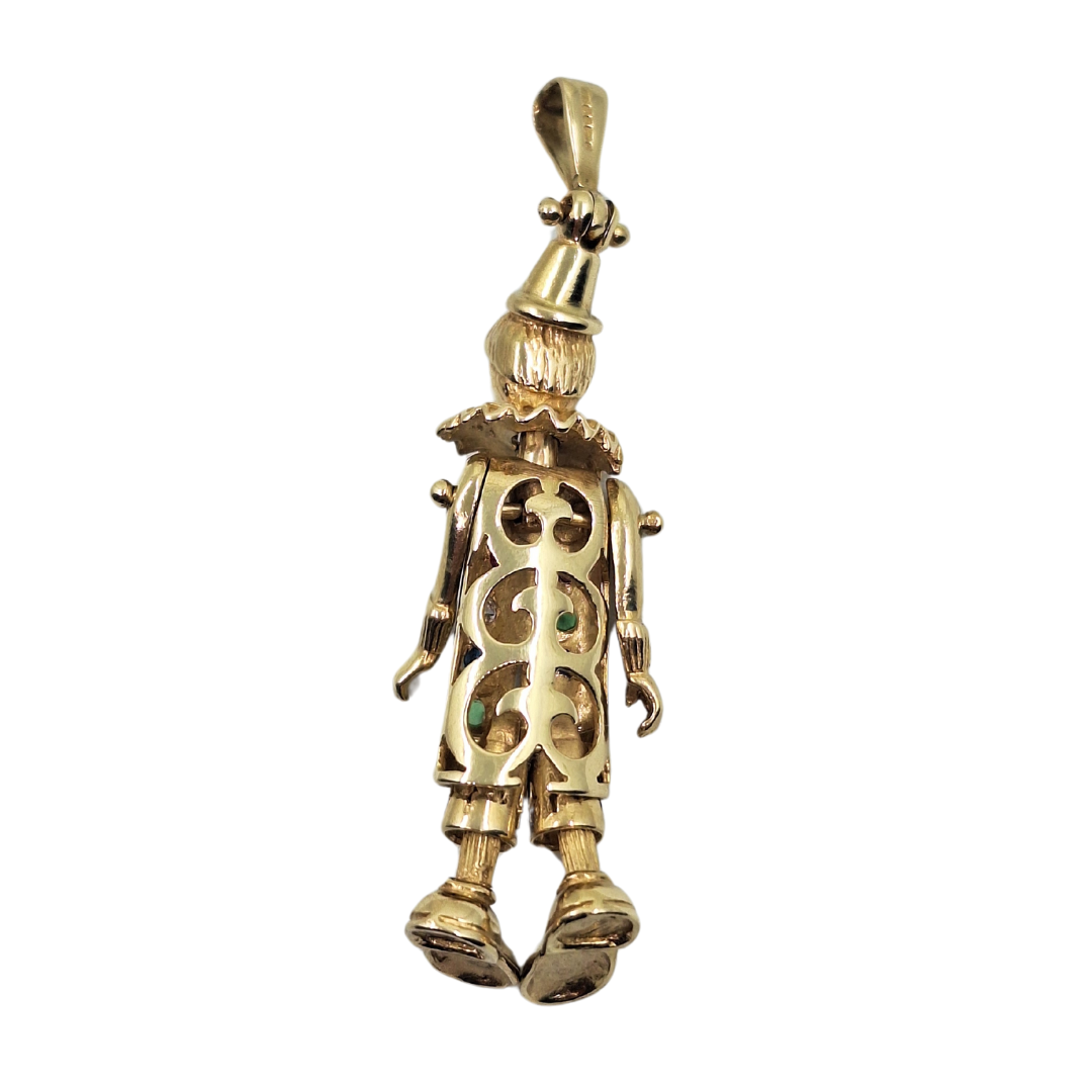 9ct Yellow Gold Cubic Zirconia Clown Pendant