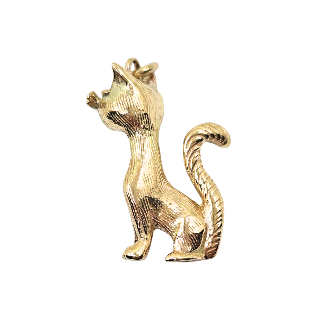 9ct Yellow Gold Cat Pendant