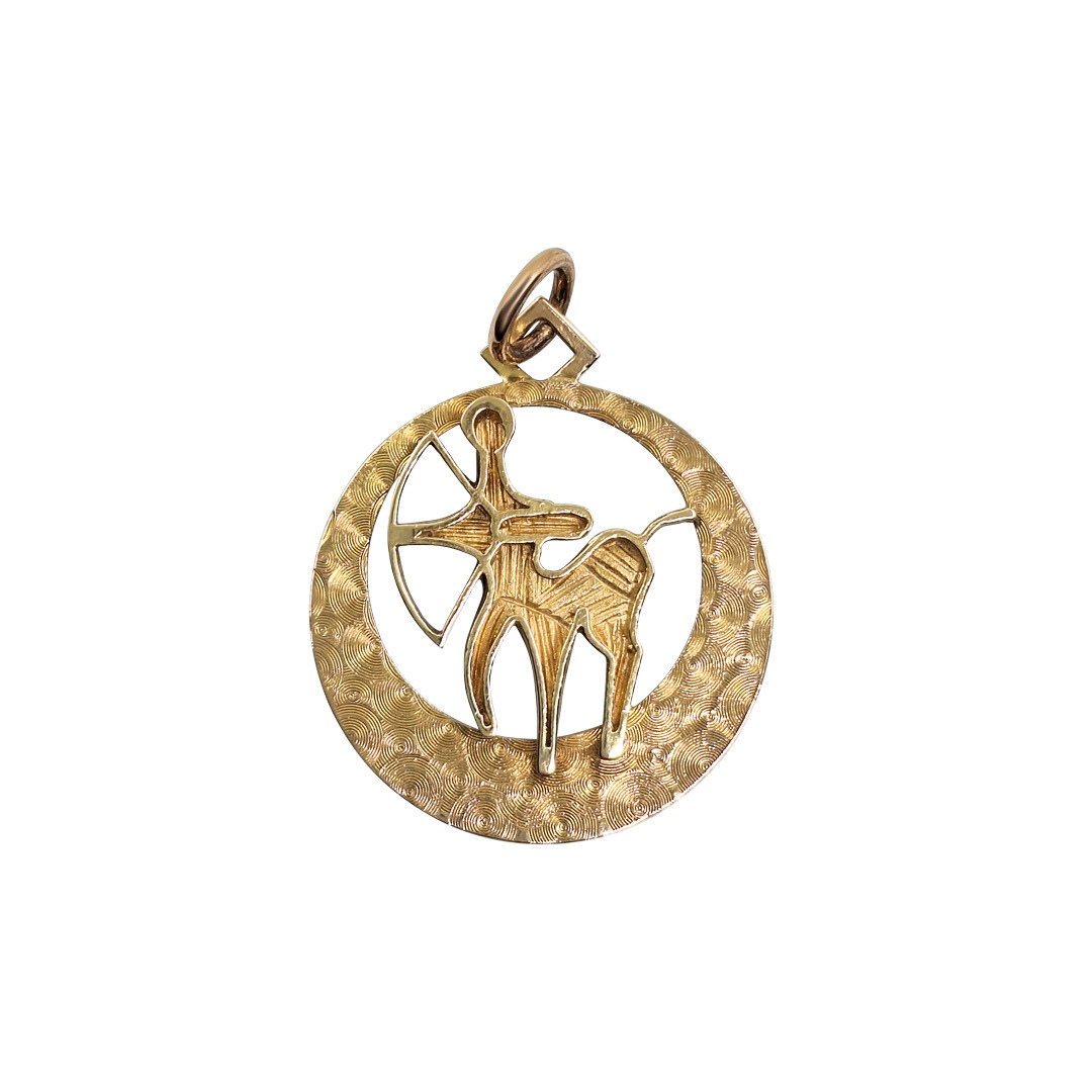 9ct Yellow Gold Sagittarius Pendant