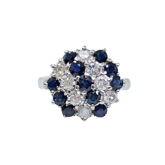 18ct White Gold Sapphire & Diamond Cluster Ring